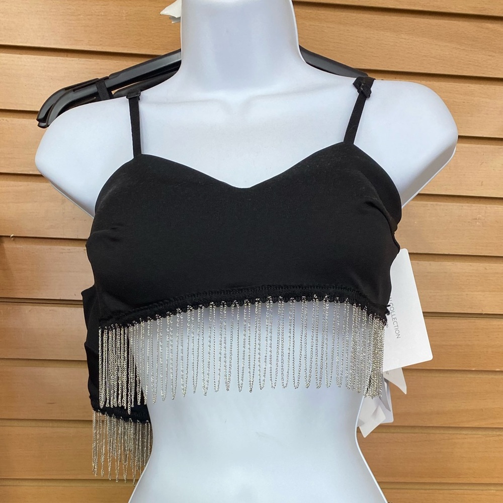 Crop top chain fringe top